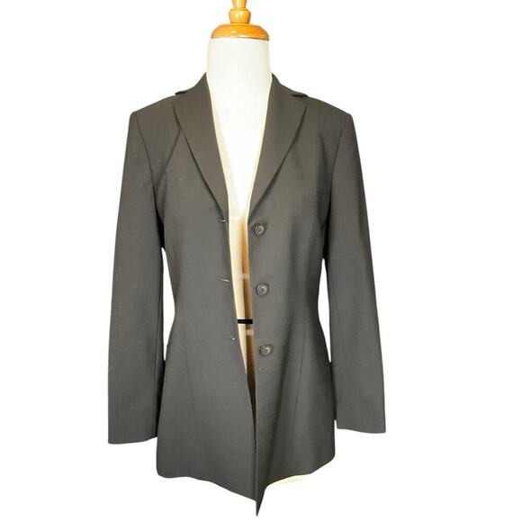 Caslon Long Black Blazer 95% Wool 3 Button Front W/ Front Pockets Size 8 Petite - Picture 7 of 13